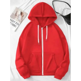 Women's Koi Fish & for Lotus Zip-Up Hoodie Jacket - Dark Green/Red Accents, Front Pockets, Machine Washable Zippered Hooded Sweatshirt for Fall/Winter Casual & Formal Outfits, Winter Wear, Artistic Design, Soft Material, Trend Followers