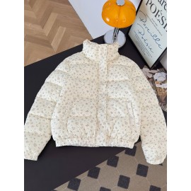 [Cozy Fleece-Lined Jacket] Cozy Fleece-Lined Jacket | Women's Zip-Up with Floral Pattern | Long Sleeve, Button-Up Front for Fall & Winter