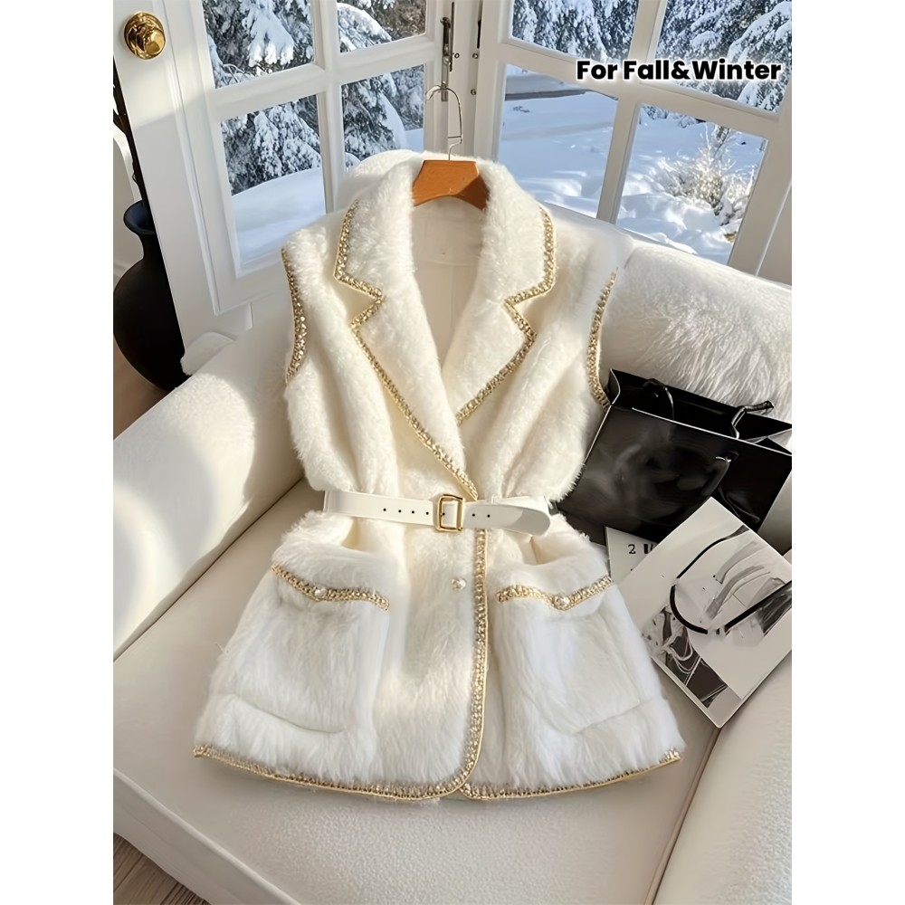 Autumn and Winter Sleeveless Tweed Jacket