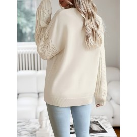 Women'S Cozy Beige Sweater with Adorable Ladybug Print - Long Sleeve, Crew Neck, Loose Fit, Perfect for Fall & Winter, Casual Style, Casual Winter Wear | Playful Print Top | Construction, Sweater Dress