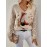[Elegant Bohemian Top] Bohemian Elegant V-Neck Long Sleeve Top for Women | Animal Print, All-Season Versatile Pullover Sweater - Ideal for Office, Streetwear, Home, and Travel