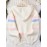 [Cute Sweater] Cozy White Hooded Cardigan Sweater | Women's Casual Pullover with Pastel Rainbow Stripes, Button Front Placket & Pom-Pom Detail, Medium Elasticity, Relaxed Fit, Comfortable Texture, Stylish, Fall Winter Layering Piece